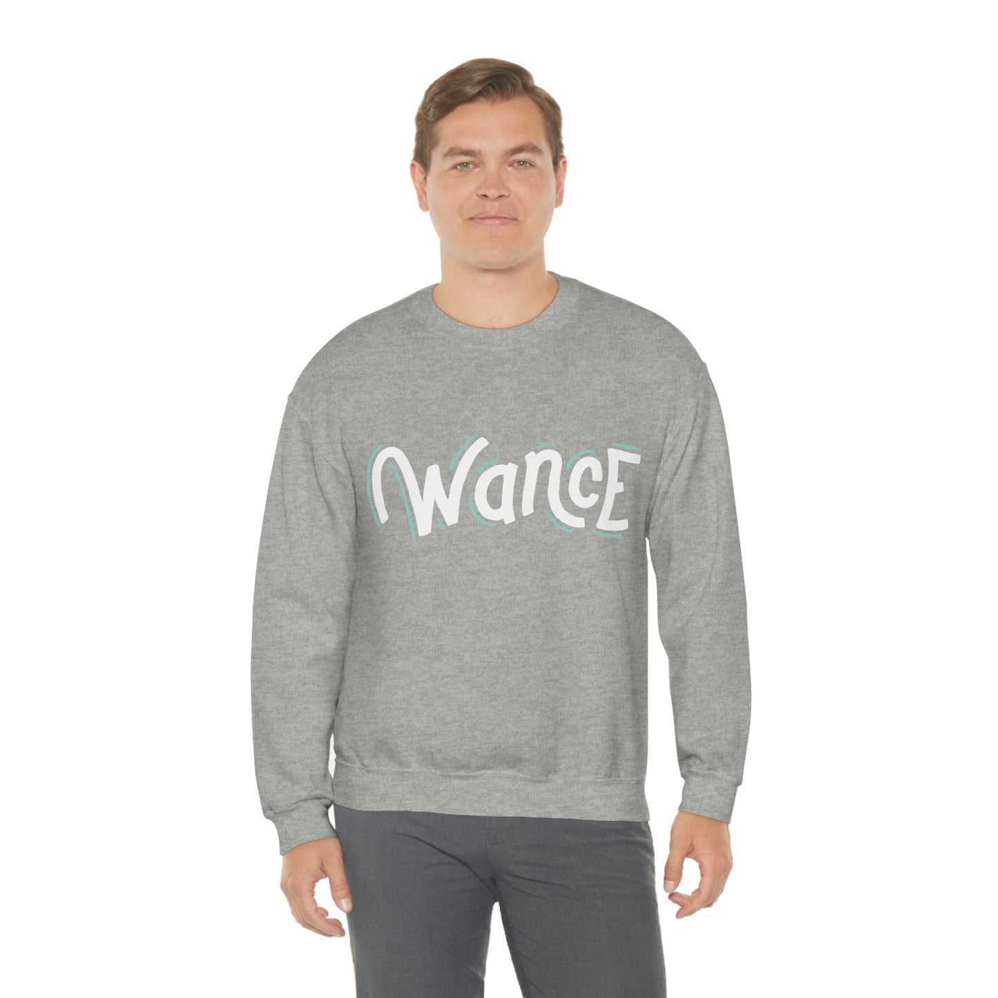 WANCE (white & teal) Heavy Blend™ Crewneck Sweatshirt