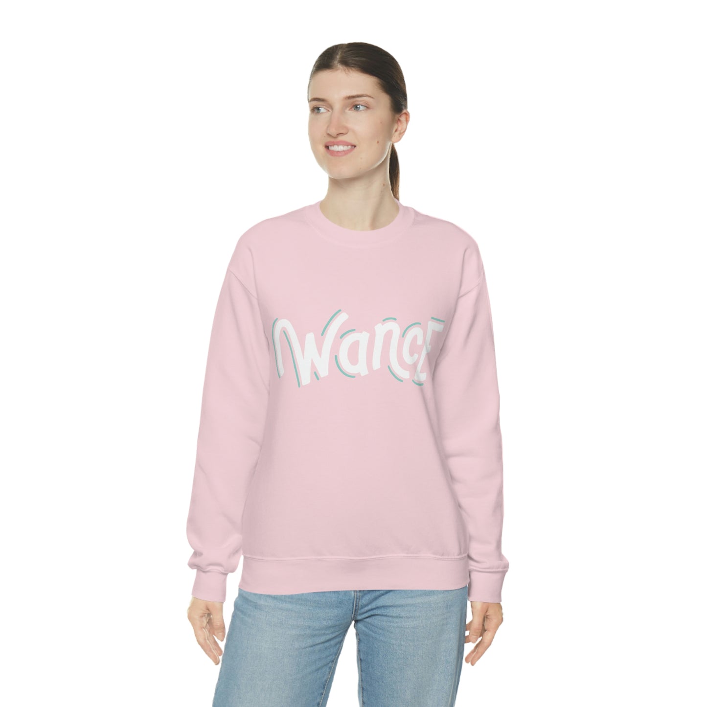 WANCE (white & teal) Heavy Blend™ Crewneck Sweatshirt